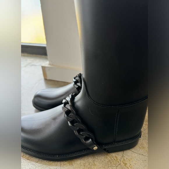 Givenchy black rain boots with chain link accents size 37 - Picture 6 of 16